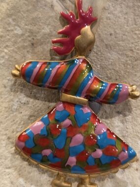 Vintage 1990's Lia Colorful Enamel Dancer Brooch in Multicolor Excellent